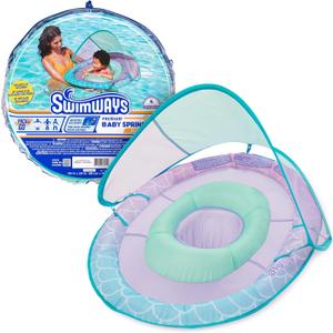 SwimWays Baby Spring Float, Baby Pool Float with Canopy, Swim Training PFD, Swimming Pool Accessories for Babies and Toddlers 9-24 Months