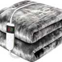 Heated Electric Blanket Throw 72''x84'' - Fast Tie-Dye Heating Blanket, Washable Heat Blanket 10 Heating Settings, 8h Timer Auto Off & Heated Protection, Soft Flannel & Sherpa Material