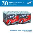 Scott Shop Original (75143), Original Blue Shop Towels, 9.4"x11" sheets, 10 Packs of 3 Rolls (55 Towels/Roll, 30 Rolls/Case, 1,650 Towels/Case), 165 Count