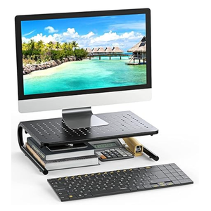 HUANUO Monitor & Laptop Stand - Metal Vented Riser for Screen, Laptops, Printers - Home & Office Black