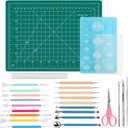 Polymer Clay Tools, Acrylic Roller Pin, Clay Sculpting Tools for Ceramic Craft, Rectangle Sheet Press Board Wire Texture Set Needle Detail Modelling Supplies(Size:26 Pcs)