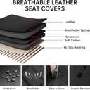 2Pcs Car Seat Cover Front PU Leather Seat Covers Universal Bottom Seat Covers for Most Vehicles,Sedan,Truck,SUV,21.26 inches in Length and 21.26 inches in Width (Black-Front Bottom 2 Piece)
