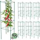 Thealyn Tomato Cages 6 Packs 46 Inches (H) Plant Stand with 164 Feet Twist Ties, Heavy Duty Garden Plants Support for Tomatoes, Cucumber, and Other Climbing Plants (Green)