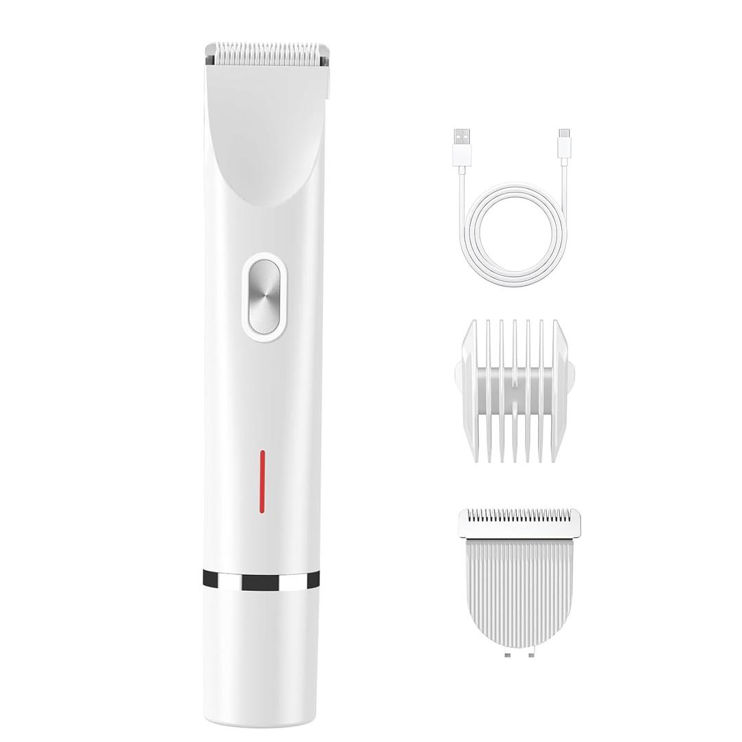 Bikini Trimmer for Women, 2 in 1 Electric Razors for Women, Dermave Bikini Shaver, IPX7 Waterproof & Easy Cleaning, Ceramic Blade, 120 Min Cordless Runtime, Ultra Low Silent(White).