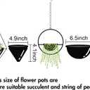 Metal Hanging Planters Set of 2 Modern Indoor Plant Hanger with Round and Diamond Pots, Geometric Small Wall and Ceiling Hanging Plant Holders for Succulents and Herbs, Black Finish