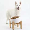 Petygooing White Elevated/Raised 15 Slanted Ceramic Dog Bowl for Large and Medium Breeds, Pet Anti Slip Feeding Bowl,Food Water Dish with Stand for Large and Medium Dogs (60 OZ / 7.6 Cup)