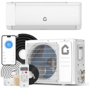 18,000 BTU Ductless Mini Split AC & Heat Pump, 19 SEER2 Ultra-Quiet Inverter System, WiFi/App/Remote Control, 5 Modes, 1,250 Sq.ft Coverage, Complete Pro Install Kit, 208V