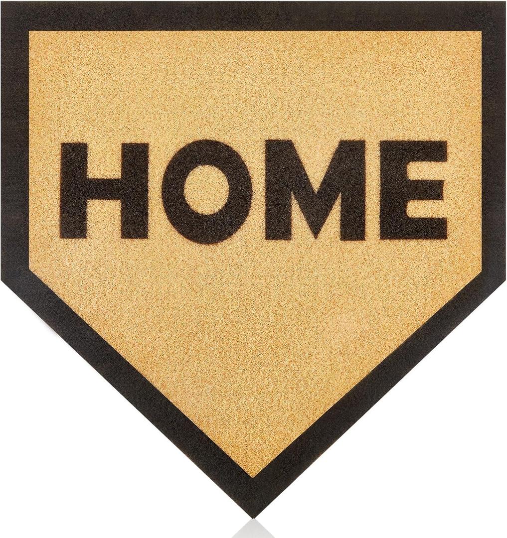 Tinideya 21" x 22" Baseball Rug Home Plate Doormat Imitation Coir Coco Palm Fiber Home Plate Rug Christmas Housewarming Gift for Indoor Outdoor Sports Baseball Lover