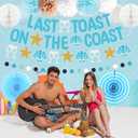 Holkcog Bachelorette Party Decorations, Blue Beach Bride Shower Decor Pom Poms Hanging Banner Swirls for women, Last Toast On The Coast Bridal Shower Wedding Decoration, Bride To Be Party Supply