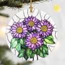 Christmas Ornaments, 2.8in Ceramic Birth Flower Ornament, Xmas Decor, Christmas Tree Ornaments, Xmas Decorations for Tree, Holiday Ornament, Birth Flower Gifts, Gift Ideas, Gifts for Women - Sep