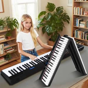 Coolmusic Portable Piano Keyboard Foldable: Portable Keyboard Piano 88 keys Semi-Weighted keyboard Electric Folding Piano Kit, 63 x 22 x 13 cm