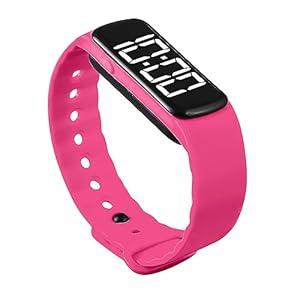 Sensory Wrist Timer for Kids, Teachers, Students, Simple Reminder Watch with Silent Alarm Clock Wristband, Classroom Countdown (Pink)