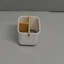 Boperzi Toothbrush and Toothpaste Holder with Bamboo Divider for Bathroom Countertop Organizer, Plastic Detachable Anti-Slip Large Electric Toothbrush Holders Storage Caddy Drainage for Family, Kids (White&gray)