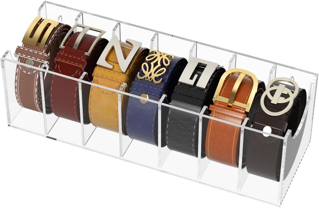 FEMELI Belt Organizer, Acrylic Display Case with 4 grids Storage Holder for Watches, Jewelry, Makeup, Bracelets, Rings,Toys Accessories (7)