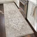 Color&Geometry Kitchen Floor Mats Anti Fatigue, Cushioned Boho Rugs,Waterproof Non Slip Kitchen Runner for Sink, Standing Mats for Office,24"x59",Beige