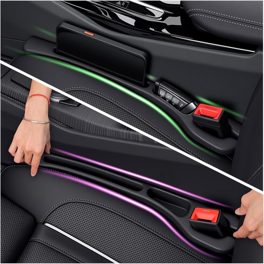 2PCS Car Seat Gap Filler Organizer,Soft Car Gap Filler Organizer for Filling Gaps with Storage Slots,Versatile Cars Seat Gaps Fillers Strip Cars Interior Accessories