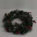 National Tree Company Pre-Lit Artificial Christmas Wreath, Green, Crestwood Spruce, White Lights, Decorated with Pine Cones, Berry Clusters, Frosted Branches, Christmas Collection, 24 Inches