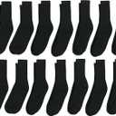 Hanes Men's Double Tough Socks, Crew and Ankle Moisturing Wicking Socks, Black & White, Multi-Packs (Black, M)