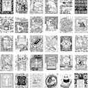 ConQuest Journals Waiting for the Night Coloring Book, Bookish-Themed Gothic-Inspired Color Pages, 30 Perforated Premium 160 gsm Paper Sheets, Top-Spiral, Durable Board-Wrapped Bookboard, 8'' x 10.5''