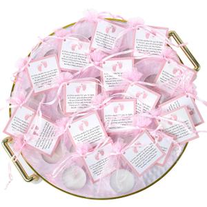 50pcs Tealight Candles Set for Baby Shower Party Favors, Christening Favors for Guests, Baby Girl Gender Reveal Favors. (pink)