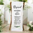 Mother of The Bride Wedding Memorial Reserved Chair Sign Banner, Reserved Signs for Wedding, In Loving Memory of Parents Love from Heaven, Cotton Linen Chair Seating Decoration 15 x 50 Inch