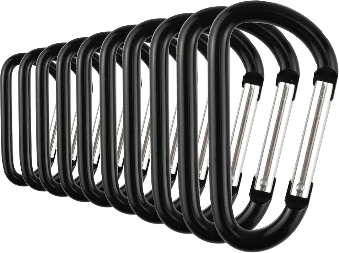 SWATOM Aluminum Carabiner Clip Snap Hook Keyring 1.5/1.9/2.2/2.4/2.8 Inch Carabiners Keychains Black(10P/20P)