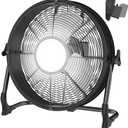 12" Battery Operated Floor Fan with Light Compatible with Milwaukee M18 18V Battery, Portable Fan with AC Adapter and USB Output, Metal High Velocity, Stepless Speed Cordless Fan for Jobsite Camping