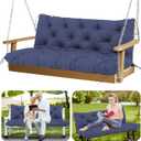 Porch Swing Cushions Outdoor 48 inch Waterproof Thicken 5" Backyard Swing Cushion with Backrest and Ties 2-3 Seat Outdoor Swing Cushions Replacement for Porch Patio Garden Lawn(Navy Blue) (48x40x5inch)