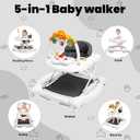 Boyro Baby 5-in-1 Baby Walker, Baby Walkers for Boys Girls 6-18 Months, Foldable Activity Walker, Toddler Infant Walker with Bouncer, Adjustable Height, Removable Footrest, Feeding Tray, Music