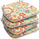 LVTXIII Indoor/Outdoor Chair Cushions Seat Cushions with Ties, Patio Chair Pads D16xW17 Inch for Patio Furniture Garden Home Office Decoration 4 Pack, Flower Multi