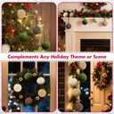 15 Pcs Velvet Christmas Balls, 3.15" Large Velvet Christmas Ornaments Balls, Plastic Shatterproof Flocked Ornaments for Xmas Tree Holiday Party Decorations (A - Green,Brown,Khaki,Cream White)