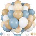 Sage Green Blue Balloons 60 Pcs 12 Inch - Dusty Blue, Cream, Avocado, Slate, Beige, Apricot for Boys Men Hole in One Golf Boho Baby Shower Birthday Party Decorations (12inch-60pcs, Blue Green Beige)