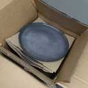 VIDA 12-Piece Porcelain Dinnerware Plate Set for 4 | Includes 4 Dinner Plates, 4 Dessert Plates, 4 Bowls | Modern Blue Ceramic Tableware, Stoneware Look, Microwave & Dishwasher Safe Dishes