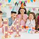 LED Marquee Numbers, Light Up Numbers for Party, Small Light Up Letters, Battery Powered Lighted Number for Birthday or Home Decor (Pink Glitter 4)