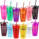Uiifan 12 Pcs Chaos Coordinator Plastic Tumbler Gift for Women Boss 24 oz Reusable Tumbler Bulk with Lids and Straws for Christmas Party Birthday Employee Office Teacher Gift(Multiple Colors)
