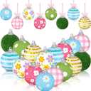 Zeyune 16 Pcs Spring Ornaments for Small Tree Spring Tree Hanging Sequin Daisy Flower Balls Decorations for Easter Holiday Summer Party Favors