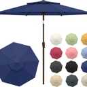 Patio Umbrella, 2 Tier Outdoor Table Umbrella, Large Vented Market Umbrellas with Push Button Tilt and Crank, 8 Sturdy Ribs for Backyard, Deck, Pool, UPF50+ UV Protection