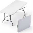 6 Feet Foldable Table with Built in Handle & Steel Legs | Heavy Duty Portable | Perfect for Party, Dining, Wedding, Events, Picnic Indoor, Outdoor, Camping, Utility, Folding