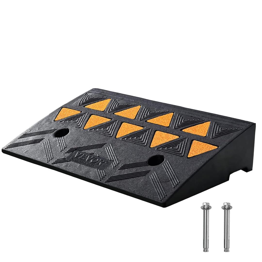 VEVOR Rubber Curb Ramp 4.25" Rise Height Sidewalk Curb Ramp, 11.8" Width 19.7" Length Driveway Ramp for Curb, 15T Heavy Duty Rubber Ramp for Forklifts, Trucks, Buses, Cars, Wheelchairs, Bikes (Black)
