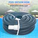 1-1/4 Inch x 27Ft Heavy-Duty Spiral Wound Pool Vacuum Hose with Kink-Free Cuff - Durable, Flexible, Universal Fit for Pool Maintenance, White, Blue