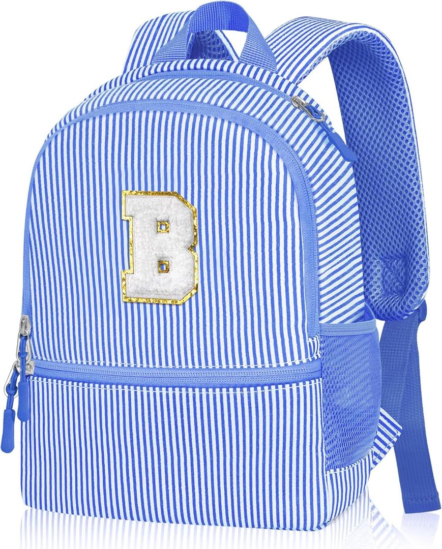 YOOLIFE Little Girl Backpacks Birthday Gifts for Girls Kids Kindergarten Backpack Personalized Kids Small Backpack for Little Girl, Initial Toddler Daycare Backpacks Cute Blue Letter B