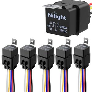 Nilight 200A Starter Relay 4 Pin Split Switch 12V Continuous Heavy Duty SPST High Current Terminal Car On Off Control for Automotive Truck RV Camper (30A-5PC)