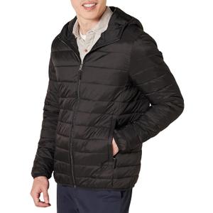 Amazon Essentials Men's Lightweight Water-Resistant Packable Hooded Puffer Jacket (Medium, Black)