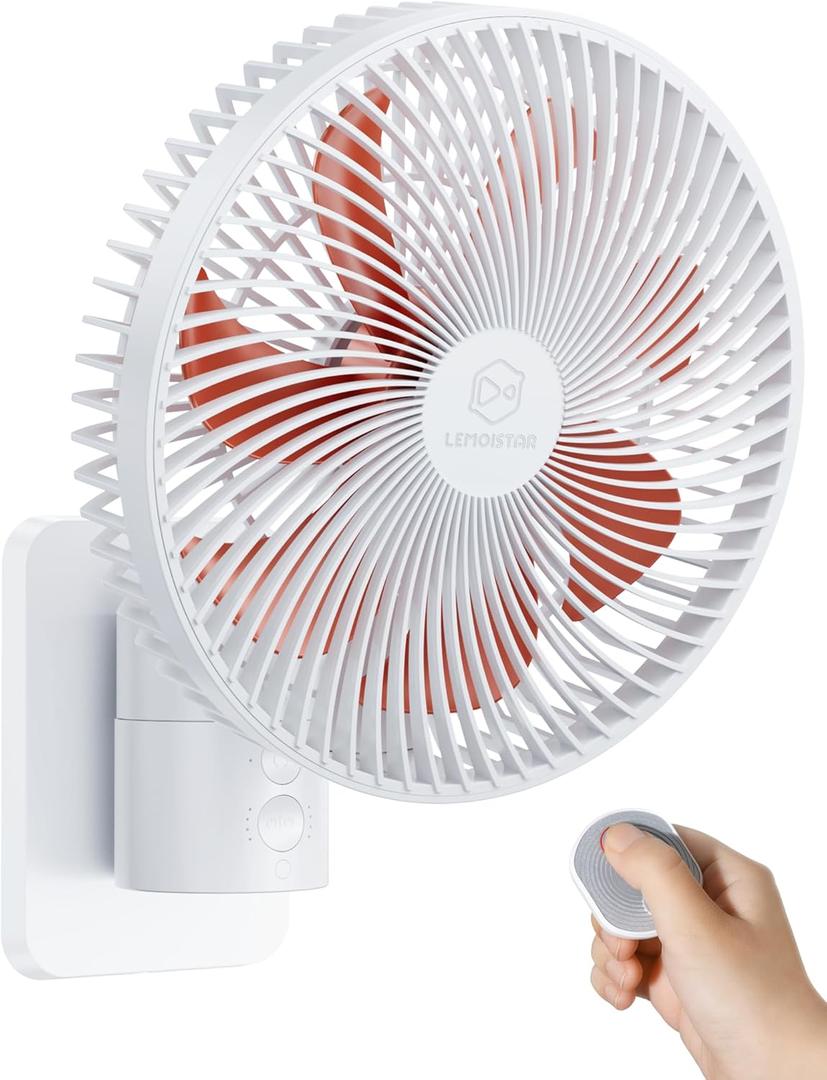 8.5-Inch Quiet Wall-Mounted Oscillation Fan with Remote & Timer, 4-Speed Adjustable for Small Bathrooms, Indoor Bedroom Cooling for RV, Adjustable Tilt, 5.92 ft Cord, Garage Cooling Fan for Home