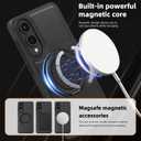 2 x Magnetic PU Leather Case Fit for Samsung Galaxy S25 Edge [Compatible with MagSafe][360-Degree Rotatable Ring Stand & Kickstand] Phone Cover for Samsung S25 Edge (Black)