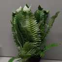 Hollyone 17.7" Fake Fern Potted Plant Small Artificial Boston Ferns in Pot 25 Leaves for Outdoors & Indoor Faux Fern Bush Plant for Patio Garden Farmhouse Windowsill Office Living Room Home Decor (Medium)