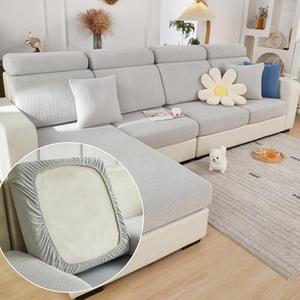 Yoovat Couch Cushion Covers for Sofa Couch Covers Wear-Resistant Universal Sofa Cover Washable Stretch for Sectional Slipcovers (Texture-Light Gray, 1 Large Single Seat Cover)