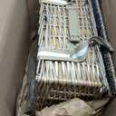 Willow Picnic Basket Set for 4 Persons with Large Insulated Cooler Bag and Waterproof Picnic Blanket, Wicker Picnic Hamper for Camping, Outdoor, Valentine Day, Chirtmas, Thanks Giving, Birthday (16x12x7.5inch, Beige Flower)