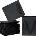 HUAPRINT 12 Pack Extra Small Black Gift Bags,4x2.75x4.5 inch Tiny Mini Paper Bags with Handles Bulk For Party Favors,Presents,Birthday, Weddings,Baby Showers,Business,Shopping