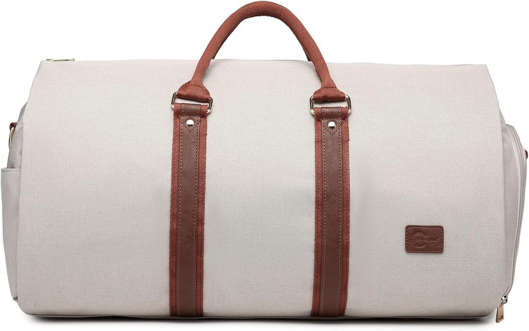 Convertible Garment Bags for Travel,Carry On Garment Bag for Women Large Duffle Bag with Shoe Pouch-2 in 1 Hanging Suitcase Suit Bag for Women Travel Duffle Bags Garment Bag Gifts Beige